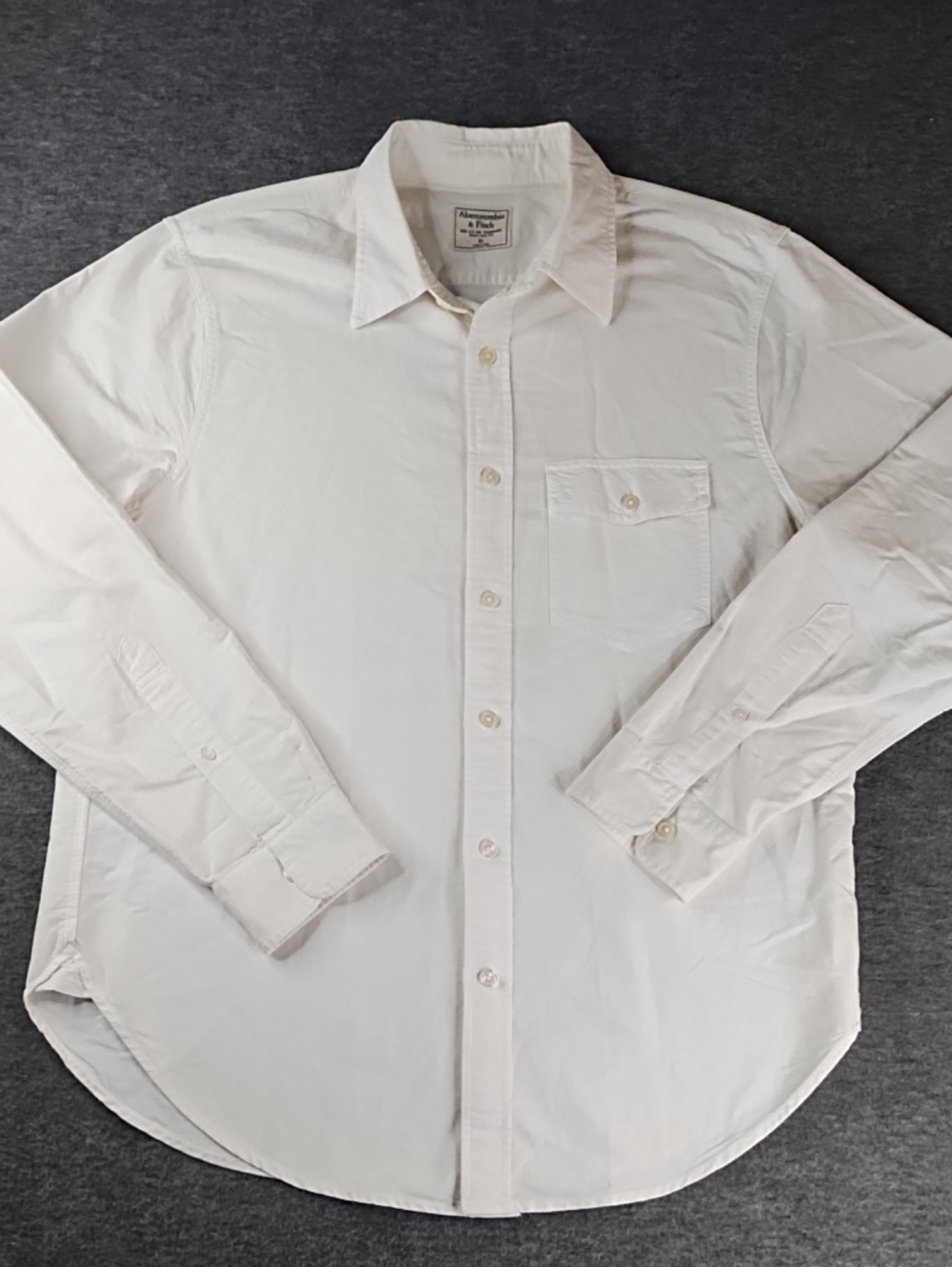 Abercrombie & Fitch White Men's Long-Sleeve Dress Shirt